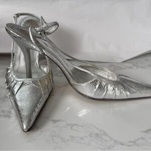 Nina Silver Textured Heels